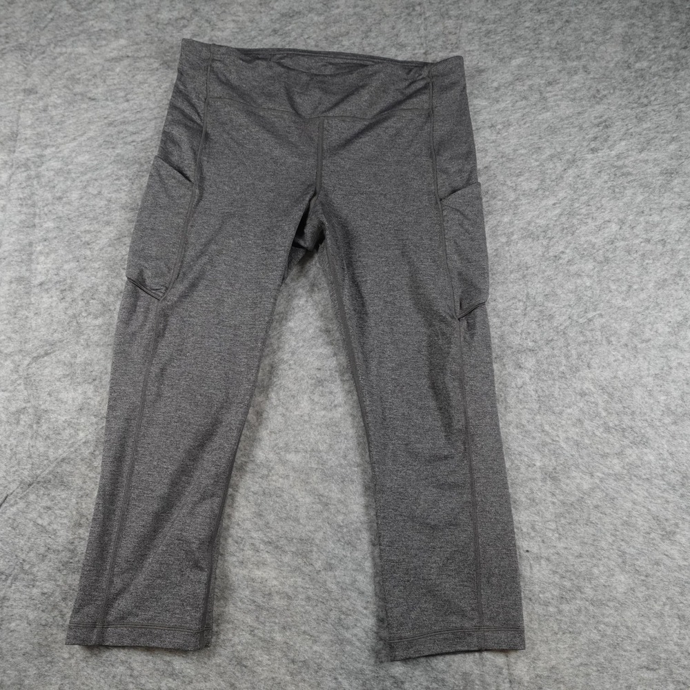 Lululemon Leggings Womens 12 Gray Speed Up Crop 21" Black Run Workout Gym Yoga